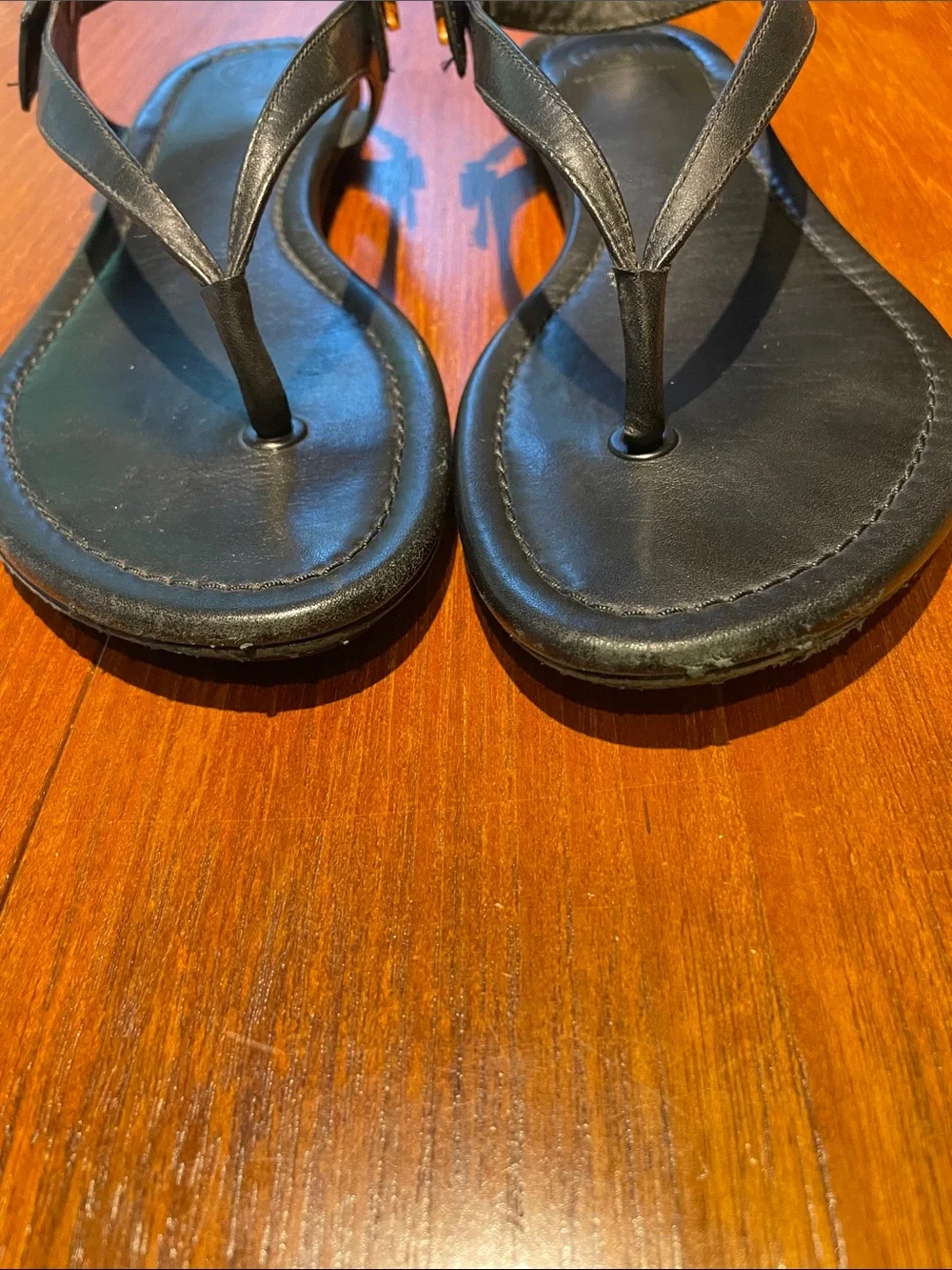 Tory Burch black leather Minnie travel convertible thong sandals 8.5